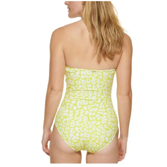 Calvin Klein Women's Animal Print Tummy Control One Piece Swimsuit Yellow 4 NWT - Picture 3 of 7